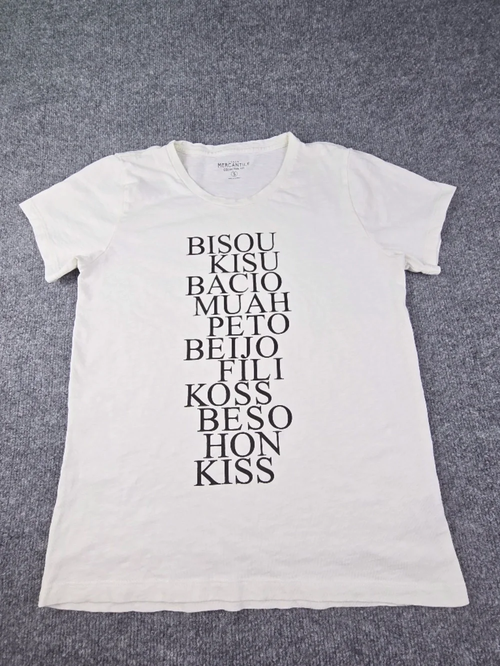 J.Crew Mercantile Multilingual Kiss Graphic Tee White S